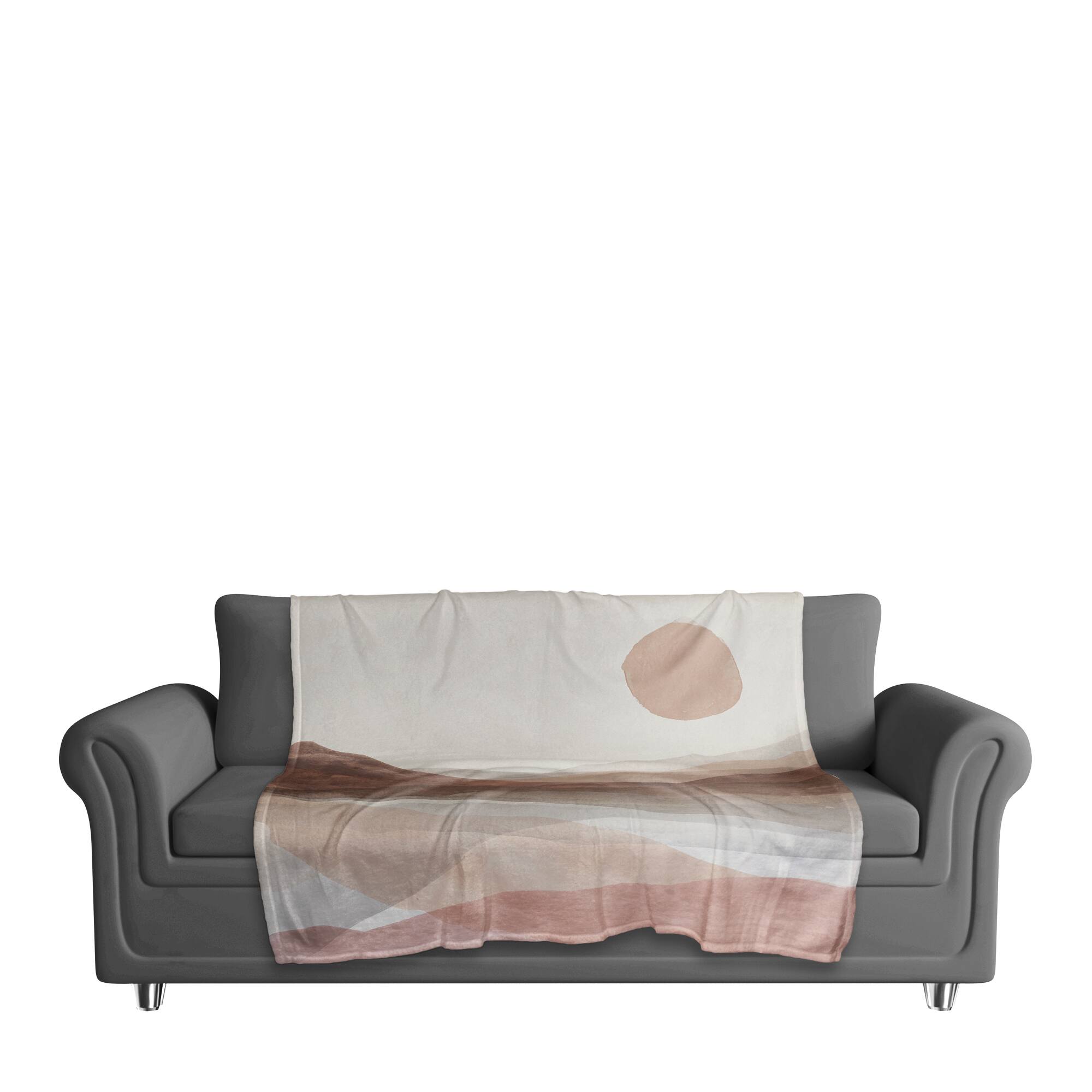 50" x 60" Mauve Boho Abstracted Landscape Coral Fleece Blanket